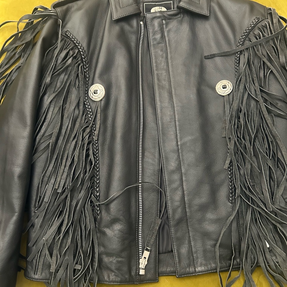 Black Fringe Leather Jacket
